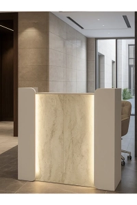 Passione Ledli Karşılama Bankosu 110 cm Ofis Kasa Resepsiyon Masası Kumtaşı - Traverten